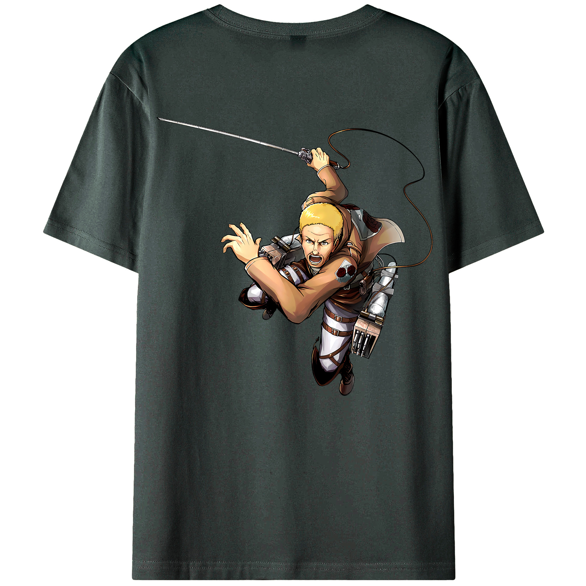 （画像用） 進撃の巨人 ハンネス Attack on Titan Hannes 綿100％ メンズ半袖Tシャツ（バックプリント） 通気性
